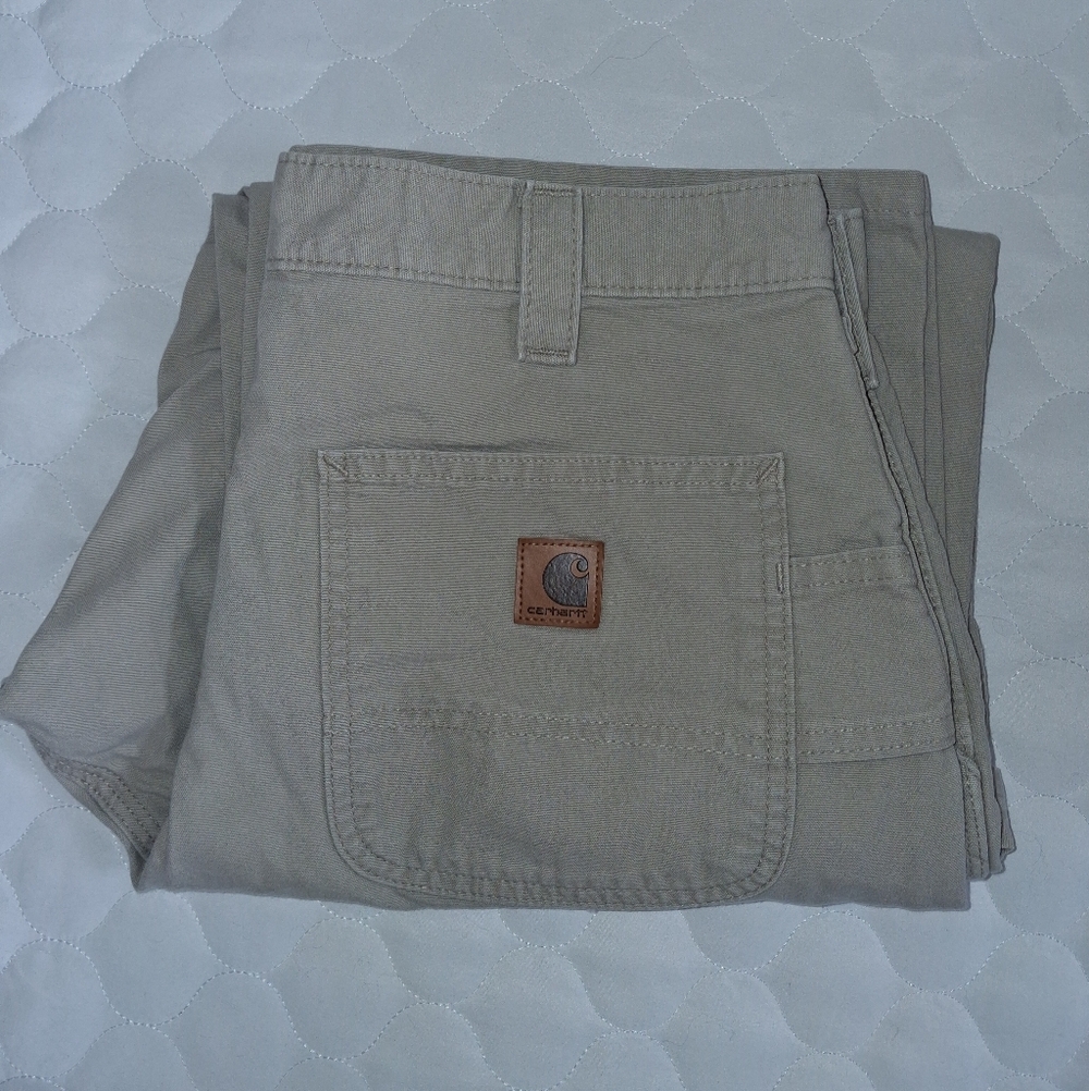 Carhartt Original Dungaree Fit Tan Khaki Canvas Cargo Work Pants Mens Size 35×30